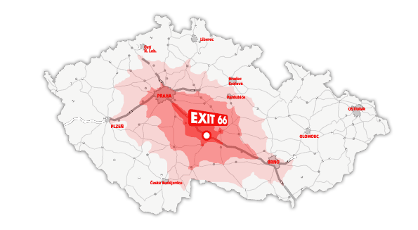 Umístění outletu Exit 66 na mapě
